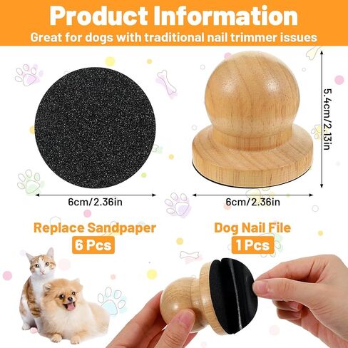 Wooden Dog Nail File, Dog Scratch Board for Nails with 6 Pcs Replaceable Sandpaper, Silent Grooming Tool for Puppies and Dogs, Gentle Filing Without Noise (Boxed) in Kuwait