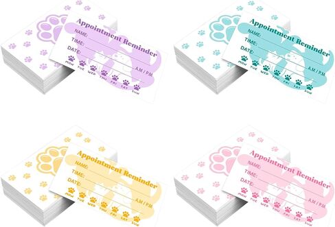 Pet Grooming Appointment Reminder Card,240Pcs Paw Prints Appointment Business Cards Groomings Report Card for Pet Care Dog Spa Client Reminder Vet Office in Kuwait