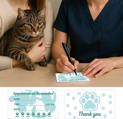 Pet Grooming Appointment Reminder Card,240Pcs Paw Prints Appointment Business Cards Groomings Report Card for Pet Care Dog Spa Client Reminder Vet Office in Kuwait