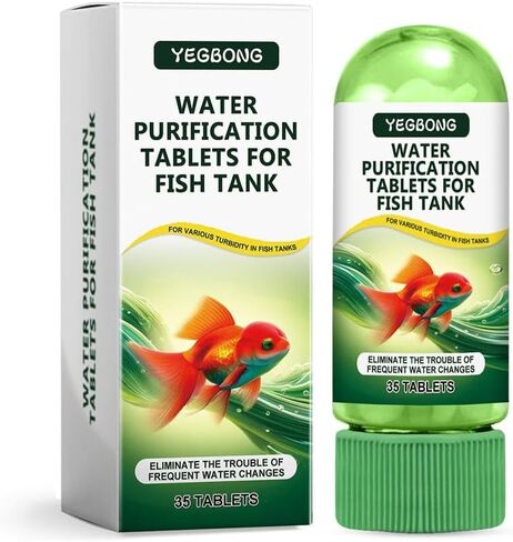 Powerful Aquarium Water Purification Tablets, Fast Acting Water Clarifier for Fish Tank, Water Purification Tablets,Safe & Gentle Formula for Freshwater Aquariums, 35 Tablets per Bottle (1) in Kuwait