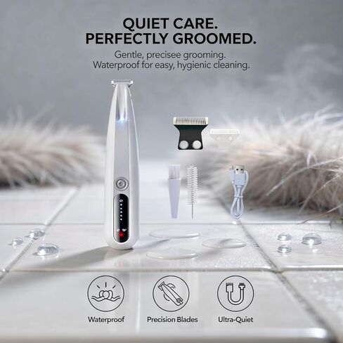 Cat Shaver, Low Noise Pet Trimmer with Led Light, Dual-Speed Design, USB Charging, with Cleaning Brush and Oil in Kuwait