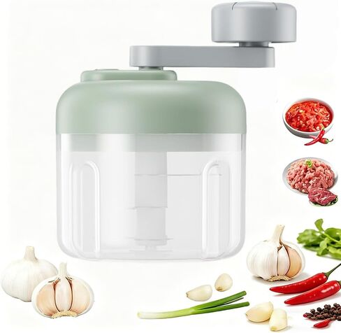 Mini Hand Crank Vegetable Chopper, Handheld Food Chopper, Garlic Chopper, Quick Manual Vegetable Processor for Onion, Garlic, Salad, Salsa, Fruit (green) in Saudi Arabia