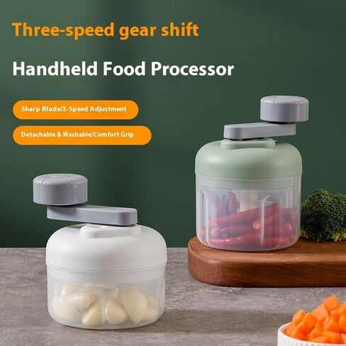 Mini Hand Crank Vegetable Chopper, Handheld Food Chopper, Garlic Chopper, Quick Manual Vegetable Processor for Onion, Garlic, Salad, Salsa, Fruit (green) in Saudi Arabia