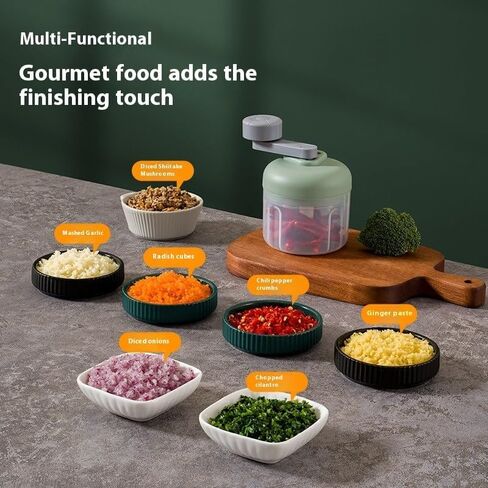 Mini Hand Crank Vegetable Chopper, Handheld Food Chopper, Garlic Chopper, Quick Manual Vegetable Processor for Onion, Garlic, Salad, Salsa, Fruit (green) in Saudi Arabia