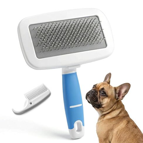 Dog Brush for French Bulldog, French Bulldog Brush for Shedding, Skin Friendly Frenches Bulldogs Brushes for Grooming, Slicker Brushes for Dogs and Cats, Effectively, Blue in Kuwait
