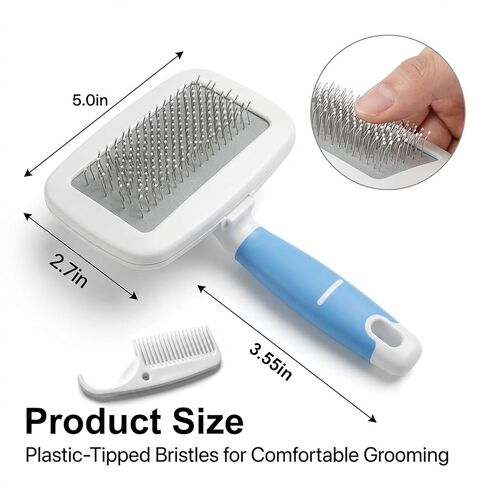 Dog Brush for French Bulldog, French Bulldog Brush for Shedding, Skin Friendly Frenches Bulldogs Brushes for Grooming, Slicker Brushes for Dogs and Cats, Effectively, Blue in Kuwait