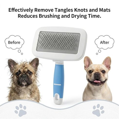 Dog Brush for French Bulldog, French Bulldog Brush for Shedding, Skin Friendly Frenches Bulldogs Brushes for Grooming, Slicker Brushes for Dogs and Cats, Effectively, Blue in Kuwait