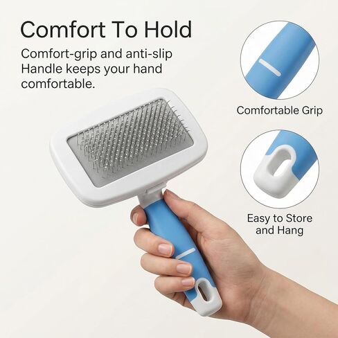 Dog Brush for French Bulldog, French Bulldog Brush for Shedding, Skin Friendly Frenches Bulldogs Brushes for Grooming, Slicker Brushes for Dogs and Cats, Effectively, Blue in Kuwait