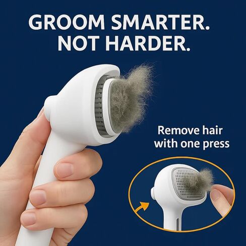Renu Dog Brush, Renu FreshFur Dog Shower Brush + Bathing Solution, 3 in 1 Self Cleaning Steamy Pet Brushes, Dog Grooming Tool for Long & Short Hair, Removes Loose Hair Reduces Shedding (White) in Kuwait