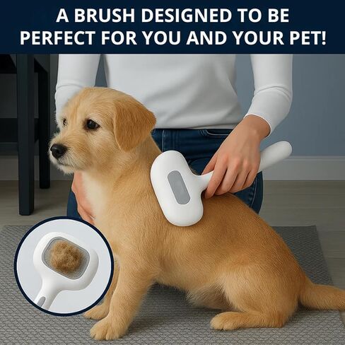 Renu Dog Brush, Renu FreshFur Dog Shower Brush + Bathing Solution, 3 in 1 Self Cleaning Steamy Pet Brushes, Dog Grooming Tool for Long & Short Hair, Removes Loose Hair Reduces Shedding (White) in Kuwait