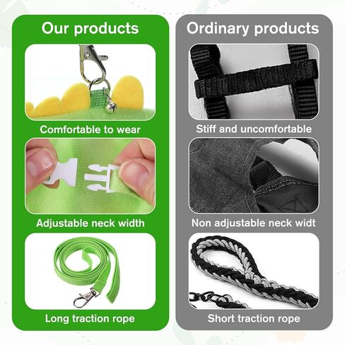 Ferret Harness and Leash Set, Dinosaur Shaped Rabbit Harness and Leash Set with Safe Bell, Adjustable Ferret Vest Harness for Baby Rabbit Guinea Pig Teacup Chihuahua Mouse Small Pet(Green) in Kuwait