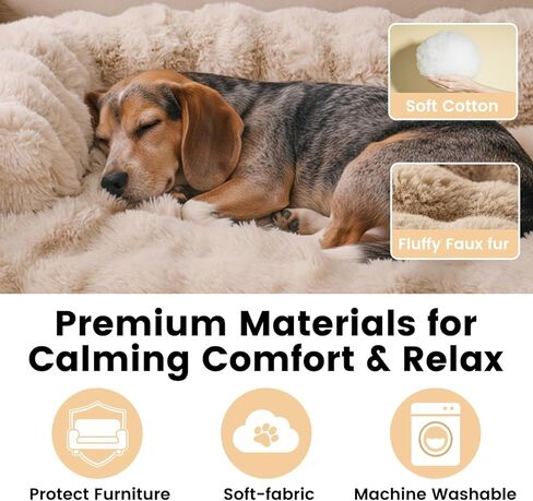 Dog Bed for Couch, Calming Dog Couch Bed for Small Medium Dogs, Fluffy Faux Fur Fuzzy Washable Pet Sofa Covers Protector Mat Pad for Pets Cats Puppy in Kuwait