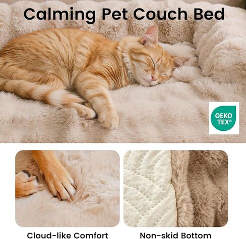 Dog Bed for Couch, Calming Dog Couch Bed for Small Medium Dogs, Fluffy Faux Fur Fuzzy Washable Pet Sofa Covers Protector Mat Pad for Pets Cats Puppy in Saudi Arabia
