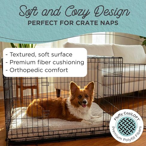 Best Friends by Sheri Comfy Crate Sleeper Mat - سرير كلب فخم منخفض الوبر، مقاس 91.44 سم × 60.96 سم، صناديق كبيرة وكبيرة جدًا، يصل وزنها إلى 70 رطلًا، يمكن غسلها في الغسالة، نمط متعرج، أويستر in Kuwait
