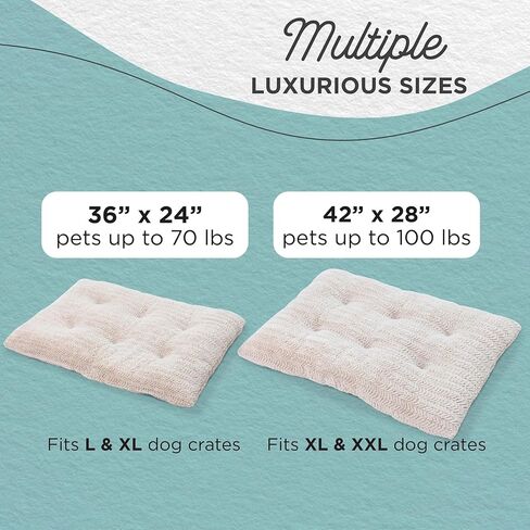 Best Friends by Sheri Comfy Crate Sleeper Mat - سرير كلب فخم منخفض الوبر، مقاس 91.44 سم × 60.96 سم، صناديق كبيرة وكبيرة جدًا، يصل وزنها إلى 70 رطلًا، يمكن غسلها في الغسالة، نمط متعرج، أويستر in Kuwait