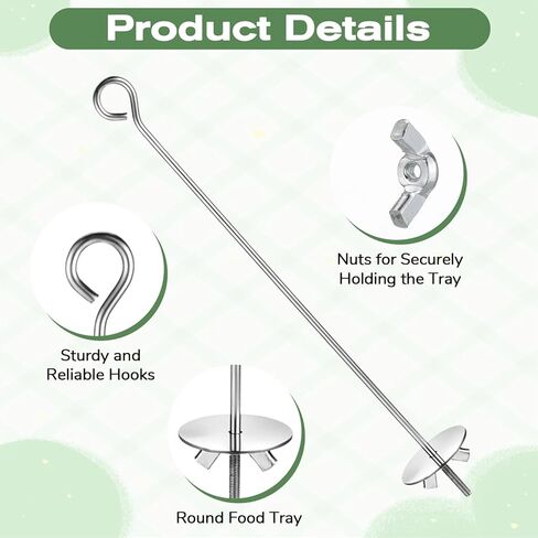 2 Pcs Bird Cage Food Holders, Stainless Steel Bird Feeder for Cage Parrot Foods Fruit Vegetable Stick Holder with Hook for Parakeets, Budgies, Macaws (2 Sizes) in Kuwait