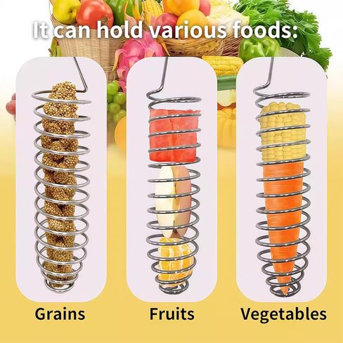 1 Pack Small Bird Millet Spray Holder & Snack Feeder - Hanging Parrot Treat Stand with Cuttlebone & Mineral Block for Beak Exercise, Metal Cage Accessories for Small Parrots & Parakeets Gifts in Kuwait