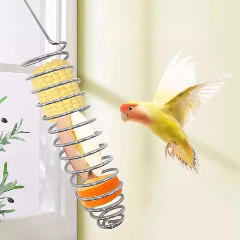 1 Pack Small Bird Millet Spray Holder & Snack Feeder - Hanging Parrot Treat Stand with Cuttlebone & Mineral Block for Beak Exercise, Metal Cage Accessories for Small Parrots & Parakeets Gifts in Kuwait