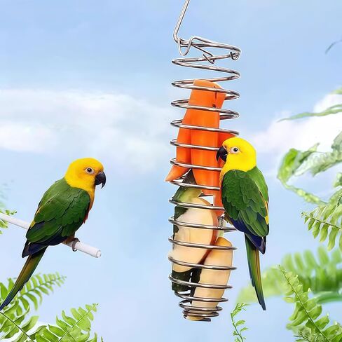 1 Pack Small Bird Millet Spray Holder & Snack Feeder - Hanging Parrot Treat Stand with Cuttlebone & Mineral Block for Beak Exercise, Metal Cage Accessories for Small Parrots & Parakeets Gifts in Kuwait