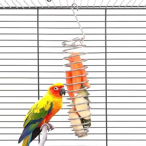 1 Pack Small Bird Millet Spray Holder & Snack Feeder - Hanging Parrot Treat Stand with Cuttlebone & Mineral Block for Beak Exercise, Metal Cage Accessories for Small Parrots & Parakeets Gifts in Kuwait