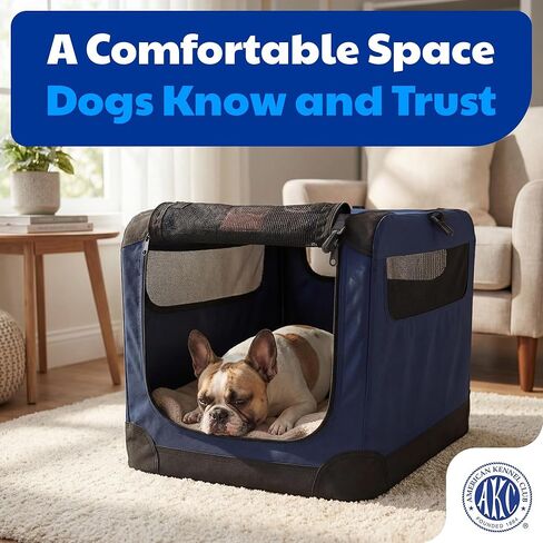 قفص سفر للكلاب من American Kennel Club ذو جوانب ناعمة، بيت متنقل خفيف الوزن قابل للطي مع ألواح شبكية للتهوية، مريح للاستخدام الداخلي وأثناء السفر، مثالي للكلاب المدربة على القفص، صغير in Kuwait