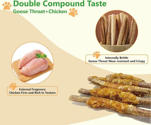 Trachea Dog Treats–Chicken Wrapped Goose Trachea, 10cm (25-30 Pcs) All Natural Chews, Promotes Joint, Hip & Dental Health, High in Protein Low Fat, Trachea Dog Chews for Small & Medium Dogs in Kuwait