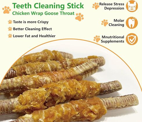 Trachea Dog Treats–Chicken Wrapped Goose Trachea, 10cm (25-30 Pcs) All Natural Chews, Promotes Joint, Hip & Dental Health, High in Protein Low Fat, Trachea Dog Chews for Small & Medium Dogs in Kuwait