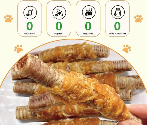 Trachea Dog Treats–Chicken Wrapped Goose Trachea, 10cm (25-30 Pcs) All Natural Chews, Promotes Joint, Hip & Dental Health, High in Protein Low Fat, Trachea Dog Chews for Small & Medium Dogs in Kuwait