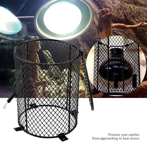 Fdit Pet Reptile Anti-Scald Lamp Mesh Cover Round Day Night Ceramic Light Bulb Heating Lampshade(Cylinder Shape) in Kuwait