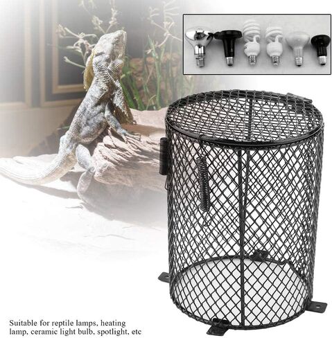 Fdit Pet Reptile Anti-Scald Lamp Mesh Cover Round Day Night Ceramic Light Bulb Heating Lampshade(Cylinder Shape) in Kuwait