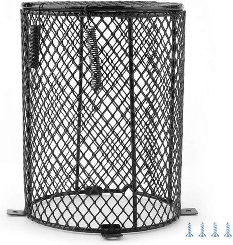 Fdit Pet Reptile Anti-Scald Lamp Mesh Cover Round Day Night Ceramic Light Bulb Heating Lampshade(Cylinder Shape) in Kuwait