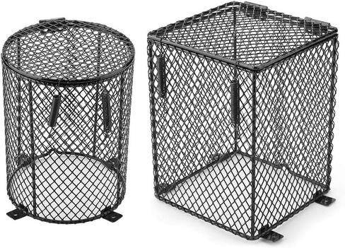 Fdit Pet Reptile Anti-Scald Lamp Mesh Cover Round Day Night Ceramic Light Bulb Heating Lampshade(Cylinder Shape) in Kuwait