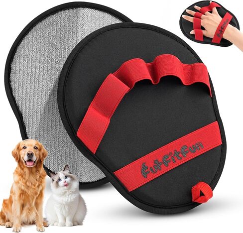 Pet Hair Removal Glove for Cats & Dogs - Reusable Electrostatic Magic Brush Pet Hair Removal Tool with 5-Finger Design, for Couch, Carpet, Car Seat, Bedding, Gentle Grooming Mitt, Red in Kuwait
