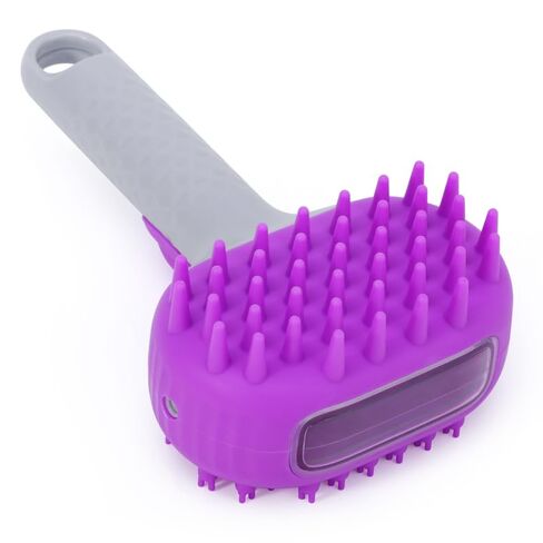 Pet Dog Bath Brush, 2 in 1 Silicone Brush Bathing Grooming Massage Brush with 6.8oz Shampoo Dispenser for Long & Short Haired Dogs Cats Shower in Kuwait