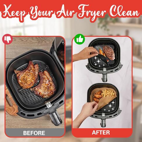 Air Fryer Accessories for Chefman 8Qt 9Qt, Gourmia, Typhur, Nuwave, 7-9QT Air Fryer Silicone Liners Accessories Set 2-In-1 Silicone Liners, Paper Liners, Grill Racks Basket, Muffin Molds in Kuwait