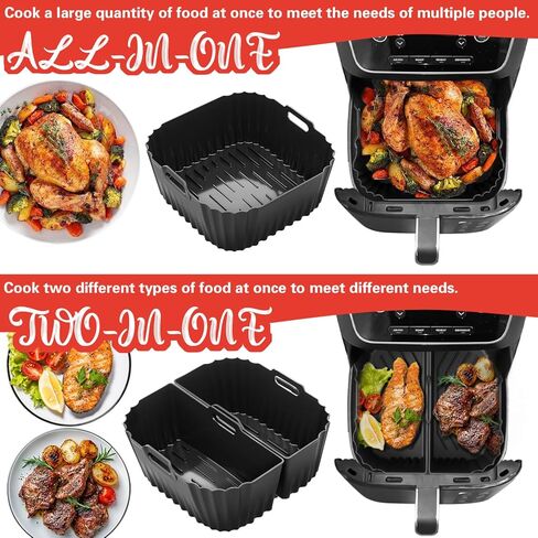 Air Fryer Accessories for Chefman 8Qt 9Qt, Gourmia, Typhur, Nuwave, 7-9QT Air Fryer Silicone Liners Accessories Set 2-In-1 Silicone Liners, Paper Liners, Grill Racks Basket, Muffin Molds in Kuwait