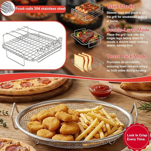 Air Fryer Accessories for Chefman 8Qt 9Qt, Gourmia, Typhur, Nuwave, 7-9QT Air Fryer Silicone Liners Accessories Set 2-In-1 Silicone Liners, Paper Liners, Grill Racks Basket, Muffin Molds in Kuwait