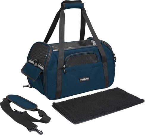 Dog Purse Carrier for Small Dogs, Soft-Sided Tote Bags with Pocket Dog Travel Supplies Portable Dog Sling with Anti-Slip Bottom (Navy Blue-17in) in Kuwait