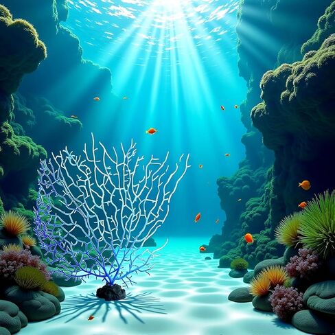 2 Pcs Blue Artificial Coral Branch Faux Aquariums Ornament Fish Tanks Landscape Sea Fan Decorations Artificial Coral Branch Aquarium Décor in Kuwait