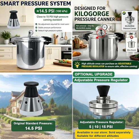 3-Piece Pressure Regulator, Pressure Canner Regulator 5-10-15lb Replacement for kilogorge.Pressure Canner Parts for 24qt. in Kuwait