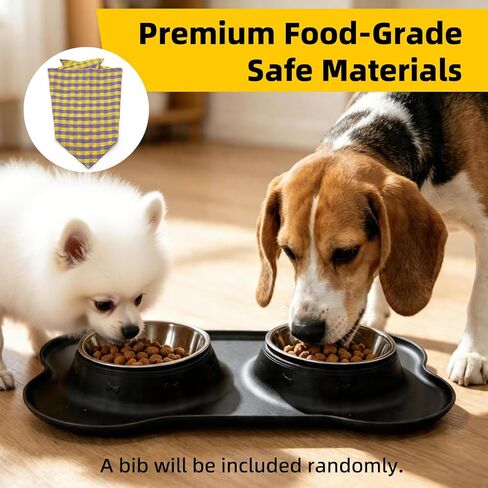 Double Stainless Steel Dog Bowls with Non-Slip Silicone Mat, Extra Small Puppy Food and Water Bowl Set, Spill Proof & Dishwasher Safe Pet Feeding Bowls for Small Dogs and Cats Under 8 lbs,BL (Black) in Kuwait