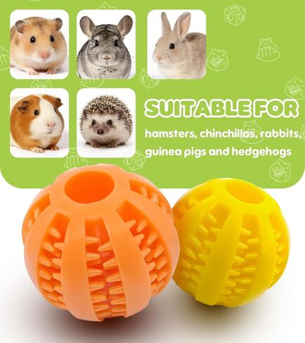 Natural Hamster Chew Toys,Hamster Foraging Ball Educational Toy,Slow Feeder Rat Enrichment Toy for Dwarf Hamsters,Syrian Hamsters,Guinea Pigs,Hamster Ball（2PCS） in Kuwait