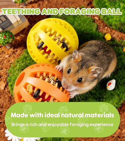 Natural Hamster Chew Toys,Hamster Foraging Ball Educational Toy,Slow Feeder Rat Enrichment Toy for Dwarf Hamsters,Syrian Hamsters,Guinea Pigs,Hamster Ball（2PCS） in Kuwait