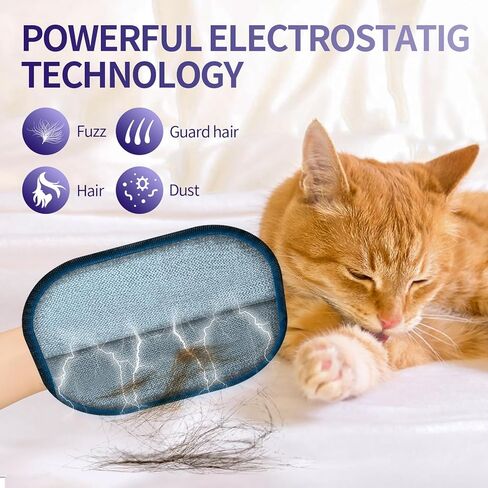 Hair Remover Glove,2026 Updated Cat and Dog Hair Removal Tool.Reusable Electrostatic Hair Removal Gloves.Suitable for Sofas,Bed Sheets,Clothing,Car Seats. (2) in Kuwait