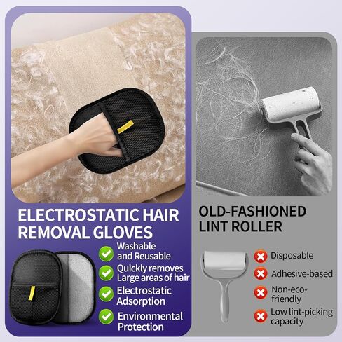 Hair Remover Glove,2026 Updated Cat and Dog Hair Removal Tool.Reusable Electrostatic Hair Removal Gloves.Suitable for Sofas,Bed Sheets,Clothing,Car Seats. (2) in Kuwait