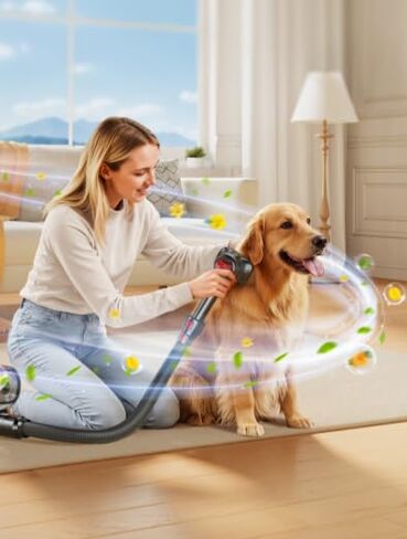 Fieety 3-in-1 Dog & Cat Hair Vacuum Brush for Grooming Compatible with Fieety U15/V7/Ultra 8/Elite 9 – Removes Loose Hair, Dander, Undercoat & Tangles – Self-Cleaning Design in Kuwait