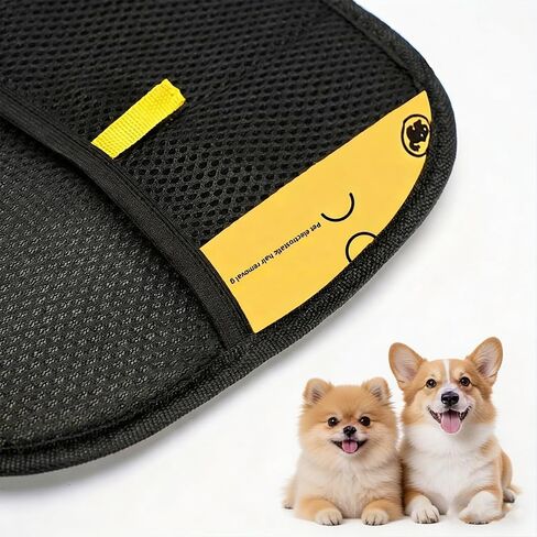1pc Upgraded Large-Size Pet Static Hair Removal Gloves | Black Polypropylene for cat Grooming Gloves with Yellow Accents, Highly Effective in Removing Fur and Dander in Kuwait