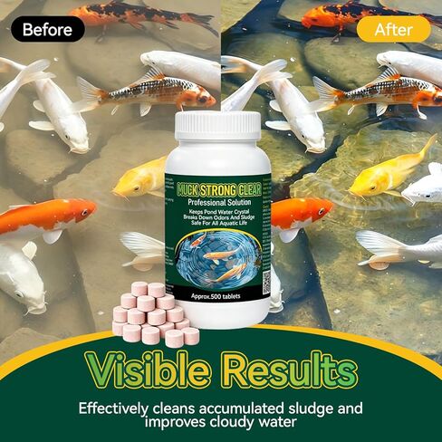 Muck Reducer – Professional for Fish Ponds, Fountains, Bird Baths and Water Gardens, Easy, Gentle and Highly Effective, 500 Tablets in Kuwait