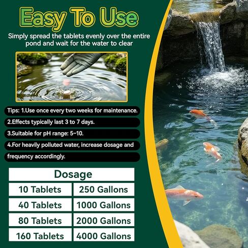 Muck Reducer – Professional for Fish Ponds, Fountains, Bird Baths and Water Gardens, Easy, Gentle and Highly Effective, 500 Tablets in Kuwait