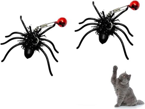 Feather Cat Toy Attachments - 2 Pcs Handmade Simulation Insects Natural Spiders - Cat Toy Wand Refills - Mini Insects Cat Lures Wand Attachment Replacement for Kitty Kitten Indoor in Saudi Arabia